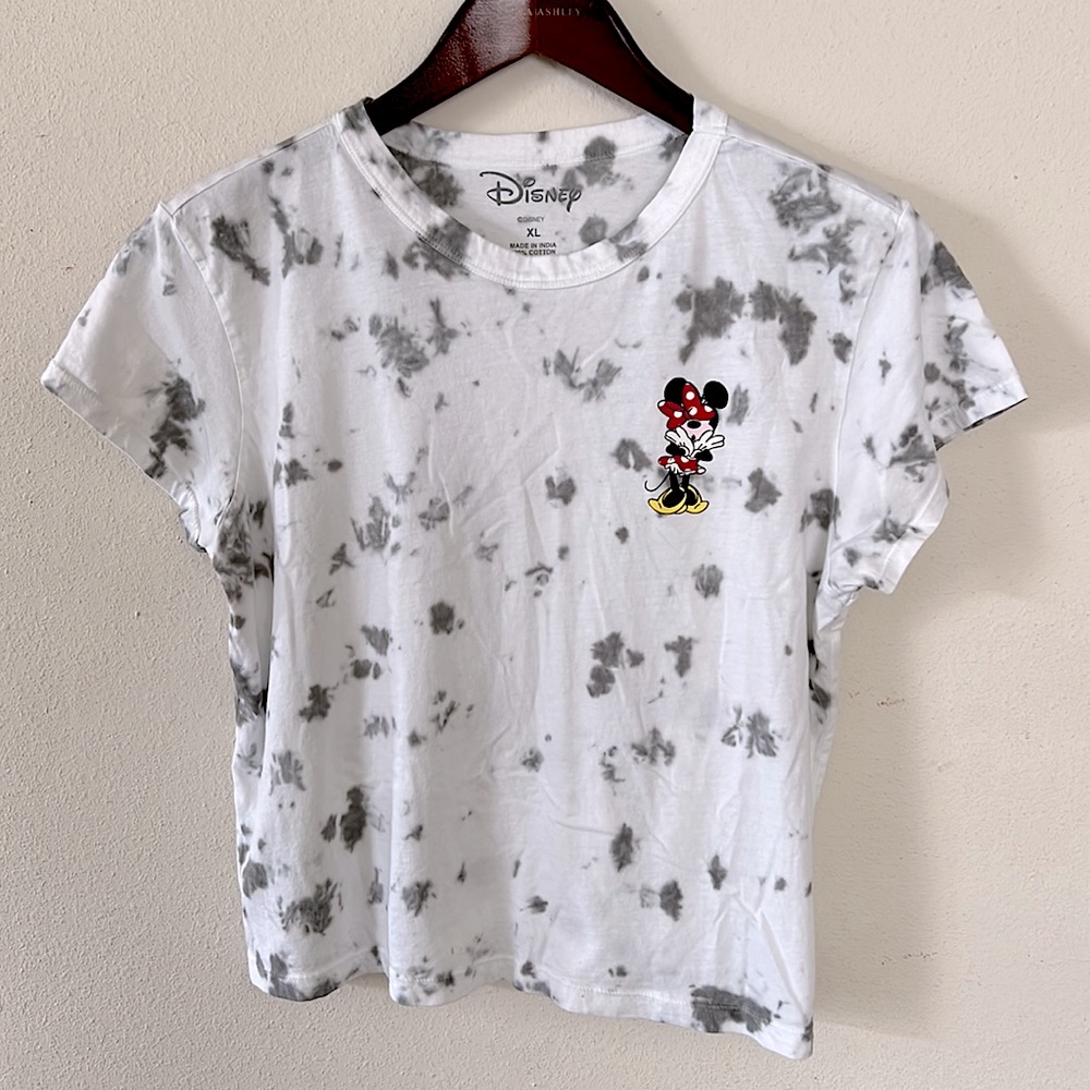 Disney Minnie Mouse Shirt Sz XL White Gray Cropped